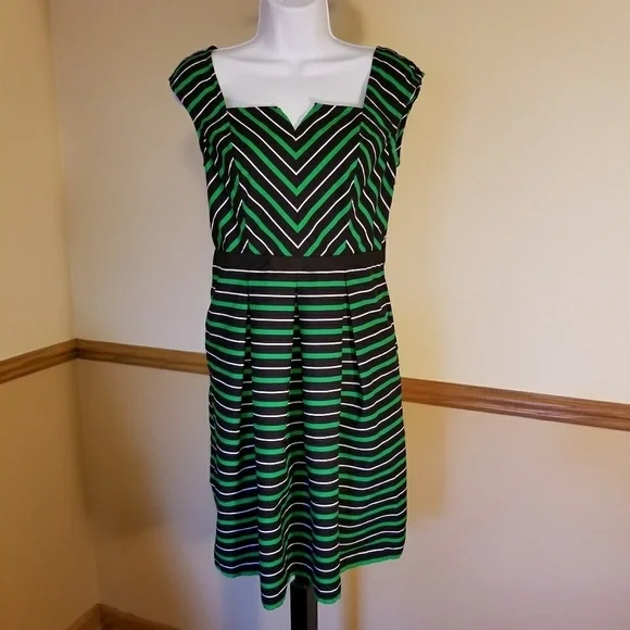 green emerald velvet dress Louche London Lucy Chevron Print Dress Green main image 0